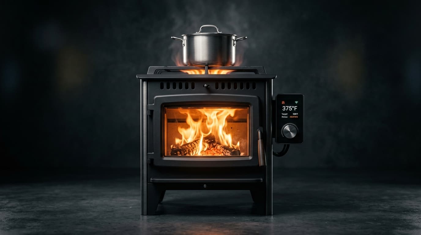 NEXMANCER Helios Smart Biomass Stove studio render